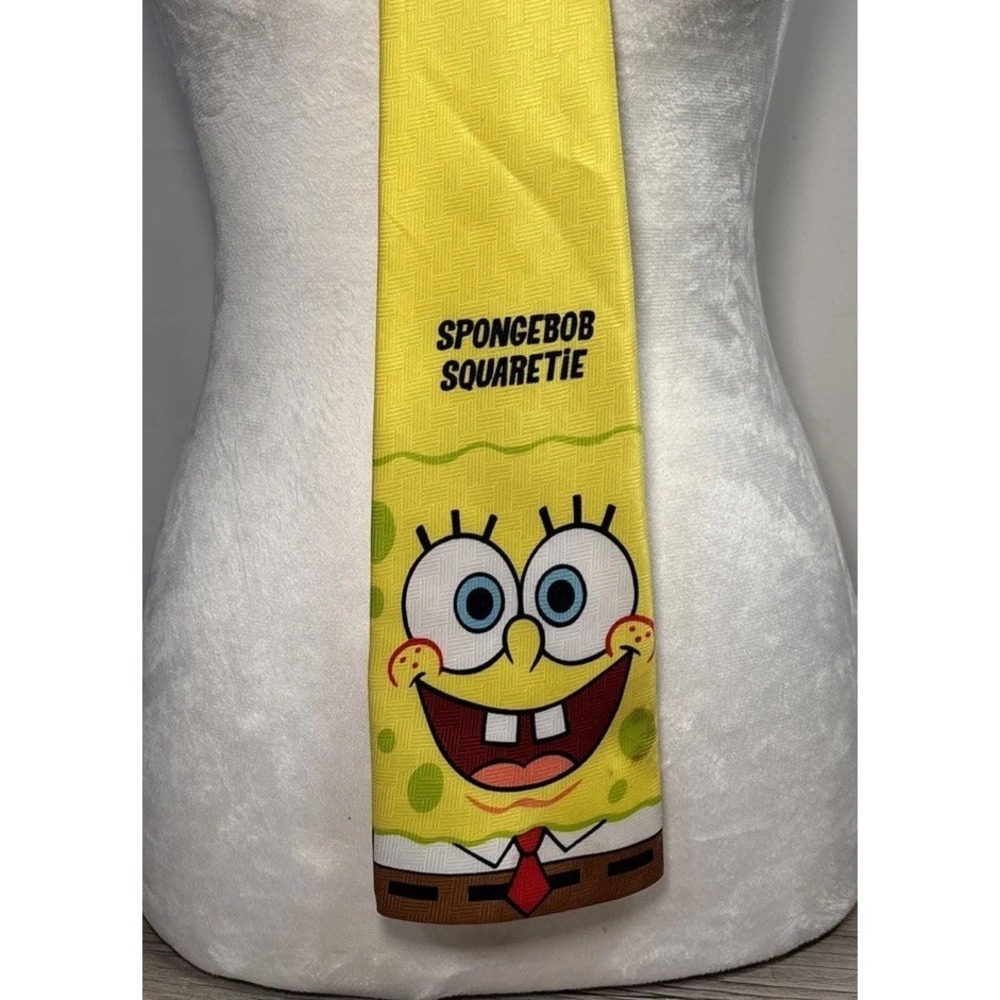 SpongeBob SquarePants Square tie Tie Novelty Necktie Yellow 2002 Y2K